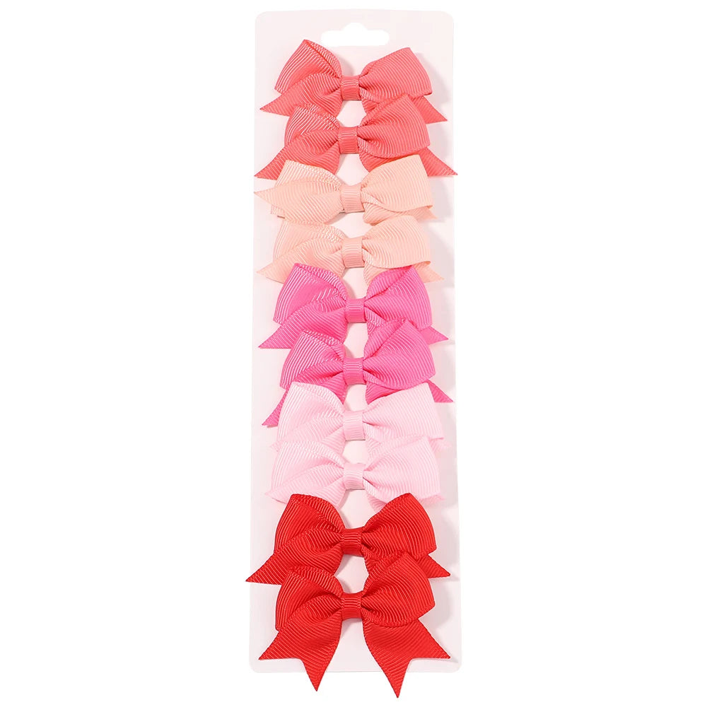 10Pcs/Set Solid Color Kids Bows Hair Clips for Baby Girls Handmade Ribbon Bowknot Hairpin Barrettes New Year Hair Accessories Viralgem Store