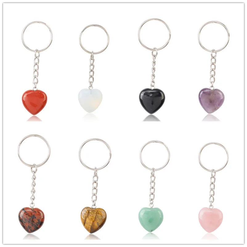 20pcs Natural Rough Raw Stone Crystal Quartzs Keychain Women Men Handbag Hangle Car Key Holder Raw Mineral Stone KeyRing Jewelry Viralgem Store