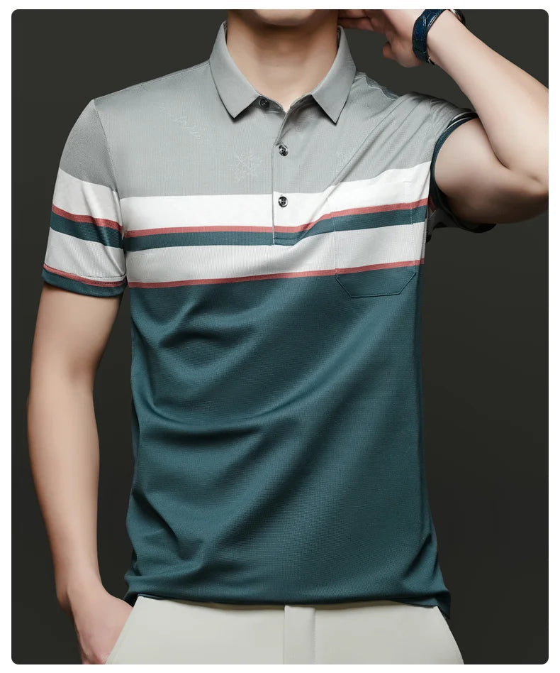 Top Grade Summer Brand Polo Shirts For Men Designer Summer Stripped Luxury Short Sleeve Slim Casual Tops Fashions Men Clothes Viralgem Store