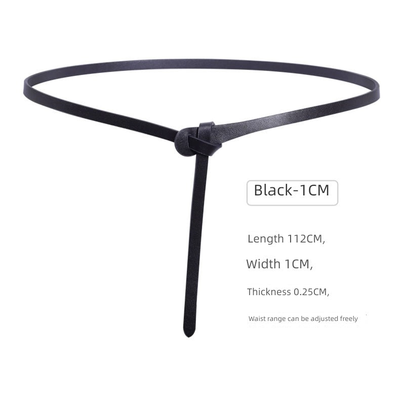 Women's Woolen Sweater Accessories Leather Coffee Color Lengthened Belt