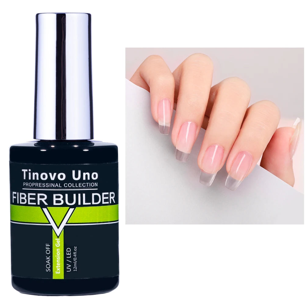 Tinovo Uno 41 Colors Builder Nail Gel in A Bottle Fiber Gel for Extensions Semi Permanent UV Building Poly Acrylic Nails Liquid