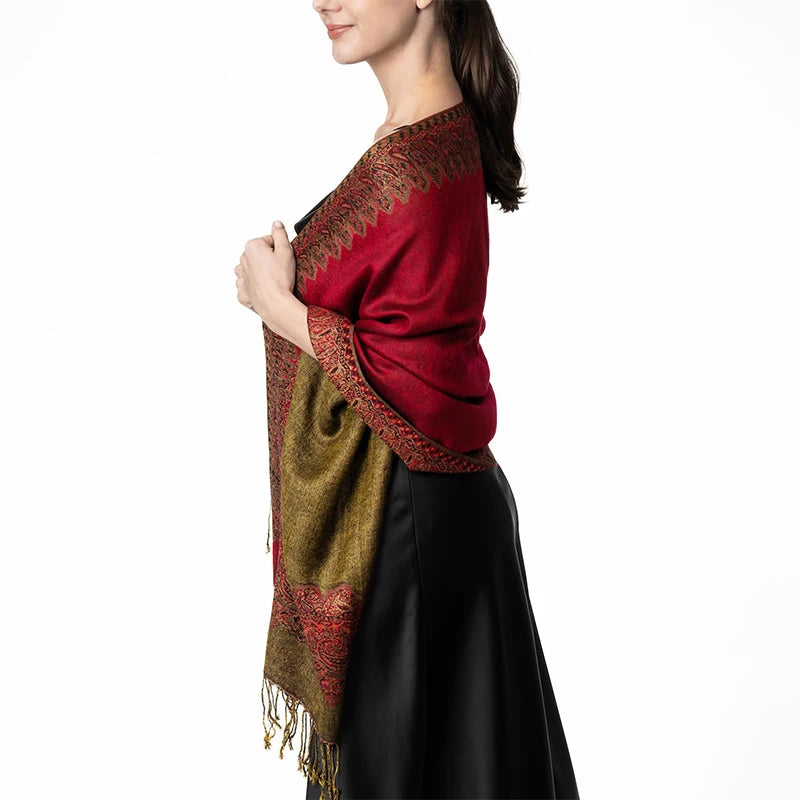 Tassel Blanket Design Thick Pashmina New Winter Warm Shawl Wrap Cashmere Scarf Women Neckerchief Poncho Stoles 2024