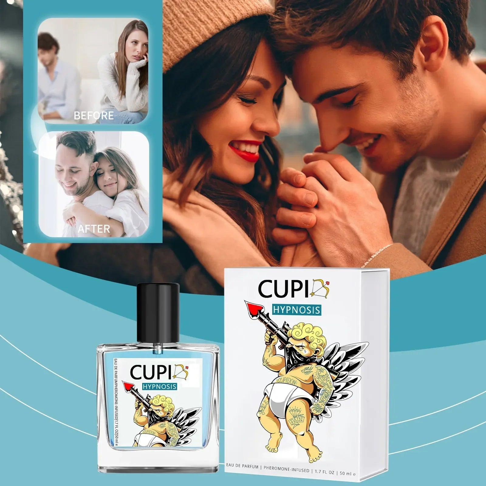 50ML Cupid Hypnosis Perfume Long Lasting Pheromone Fragrance Perfume Cologne for Men and Women Light  Cologne Fragrance Viralgem Store