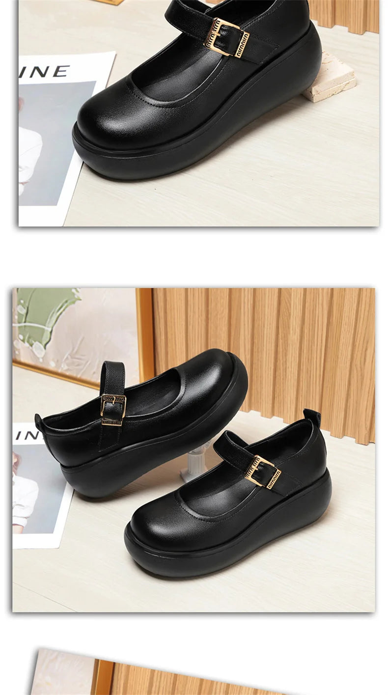 Spring Fashion Wedge Round Toe Soft Bottom Lolita Shoes Women Cute Vintage Mary Jane Shoes Chunky College Student Shoes Viralgem Store