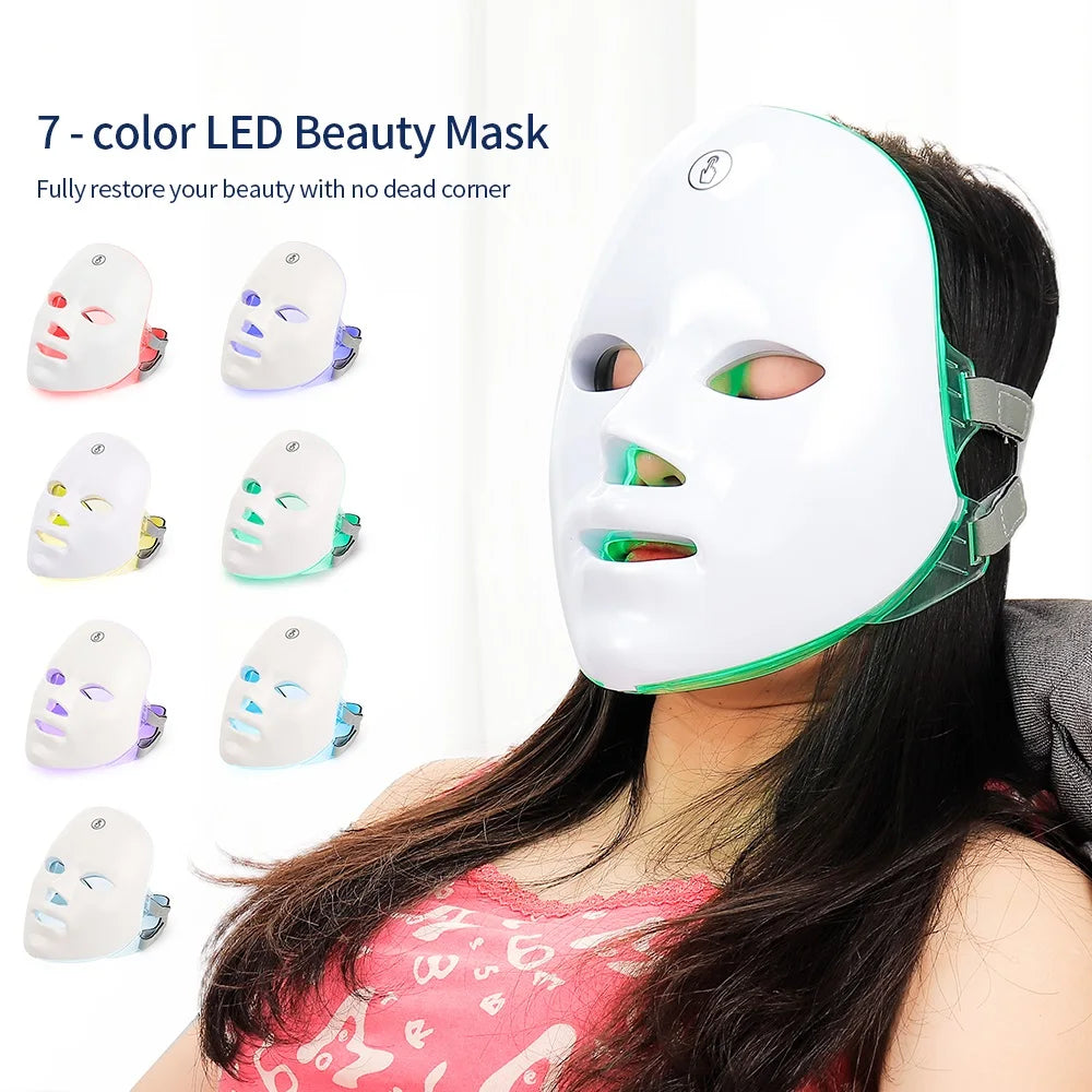 7 Colors Photon Facial LED Mask Red Light Therapy Anti Aging Face Neck Beauty Mask Relaxation Treatment Anti-Wrinkle Skin Care Viralgem Store