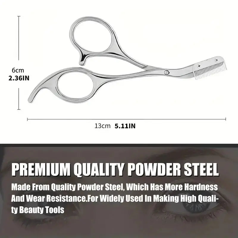 Stainless Steel Eyebrow Trimmer Scissors & Comb Set - Precision Grooming Tool for Men and Women - Effortless Hair Removal Viralgem Store