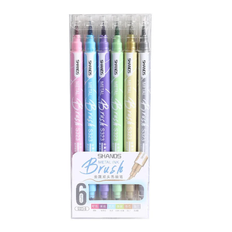 6/12 Pieces Double-ended Color Markers, Art High-value Hand-painted Pens, Suitable for Adults and Children School Office Gifts