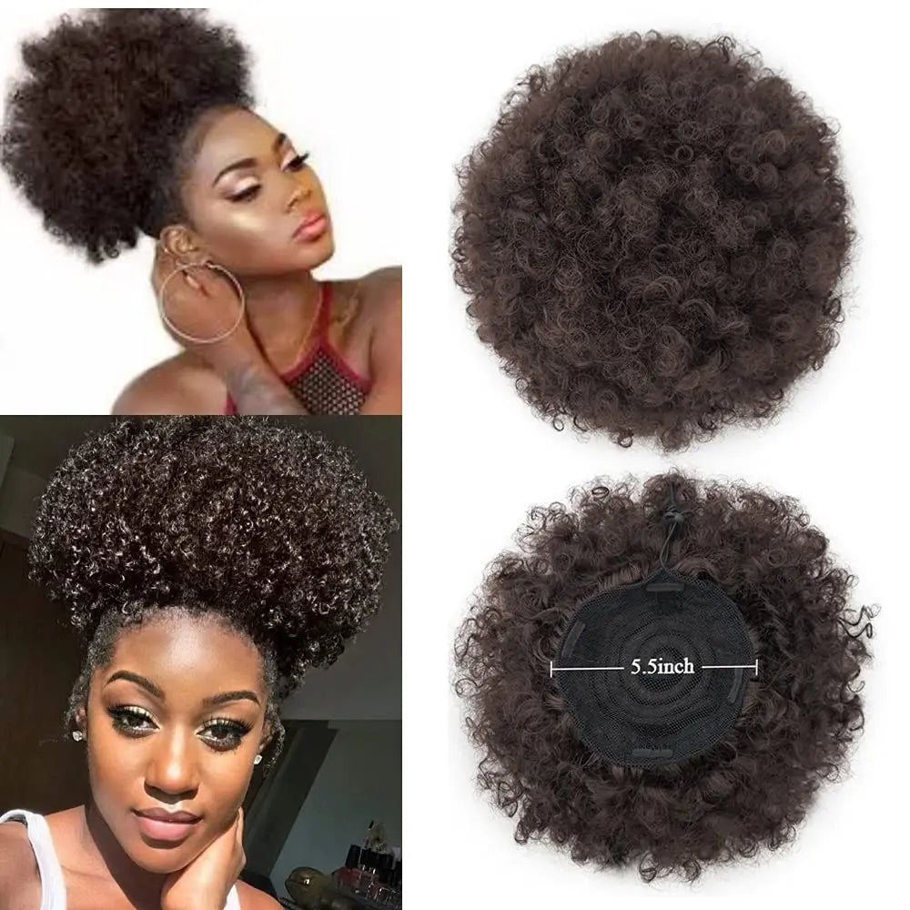 Synthetic Large Afro Puff Drawstring Ponytail Kinky Curly Bun HairPiece African American Clip in Updo Extensions for Black Women Viralgem Store