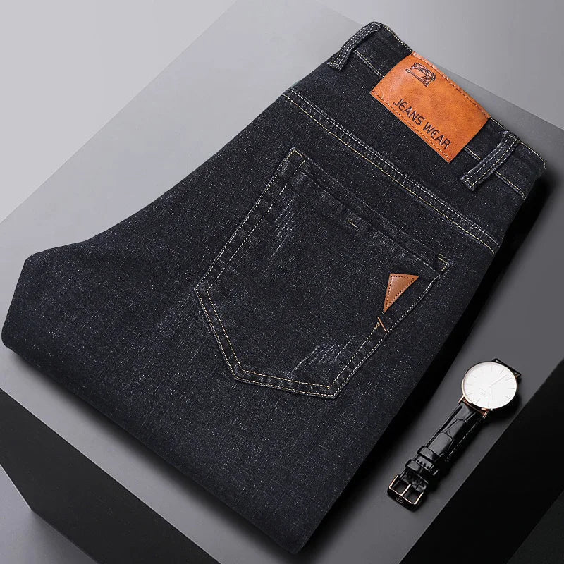2024 NEW Men's Fashion Business Jeans Classic Style Casual Stretch Slim Jean Pants Male Brand Denim Trousers Black Blue Viralgem Store