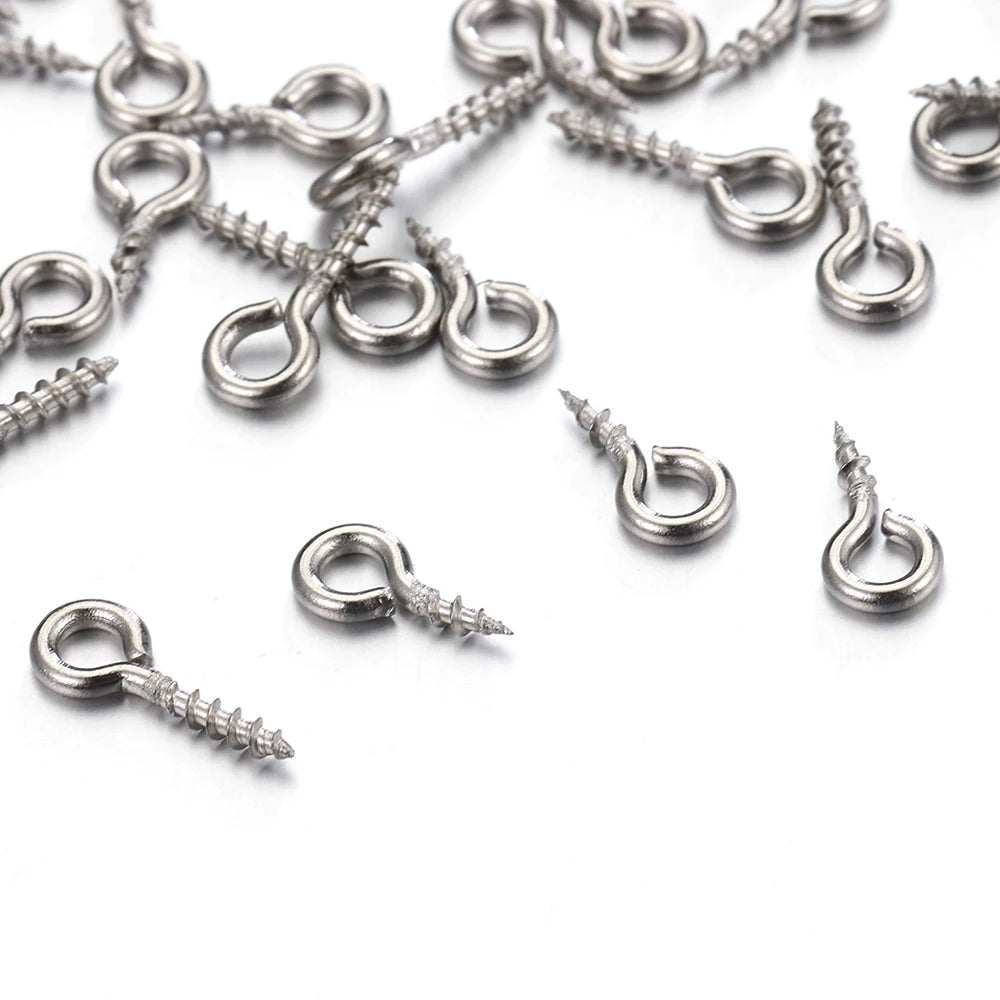50pcs/100pcs Stainless Steel Small Tiny Eye Pins Eyepins Eyelets Screw Gold Color Clasps Hooks for DIY Jewelry Making Findings
