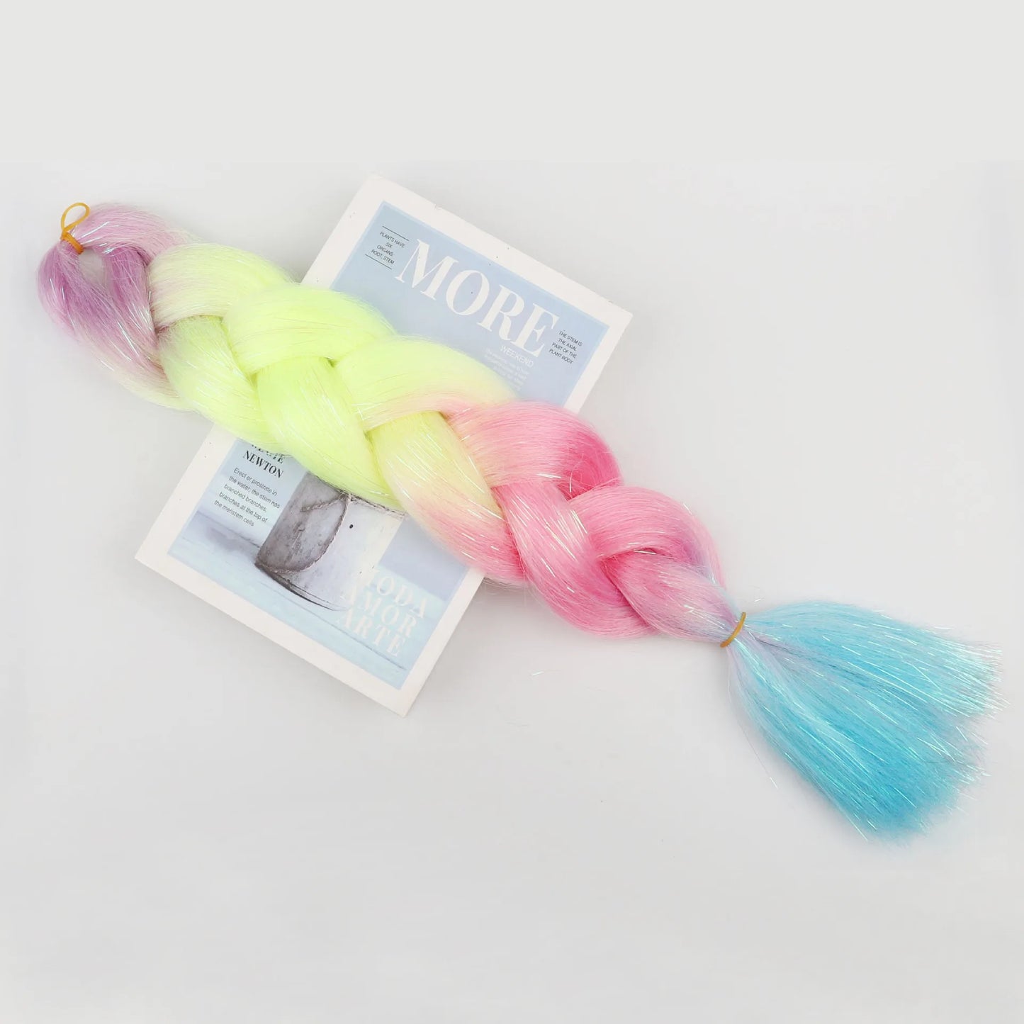 1-4 Packs Ombre Braiding Hair Extensions Synthetic Glitter Sparkle Rainbow Colored Hair 24inch Jumbo Braids Extensions for Women