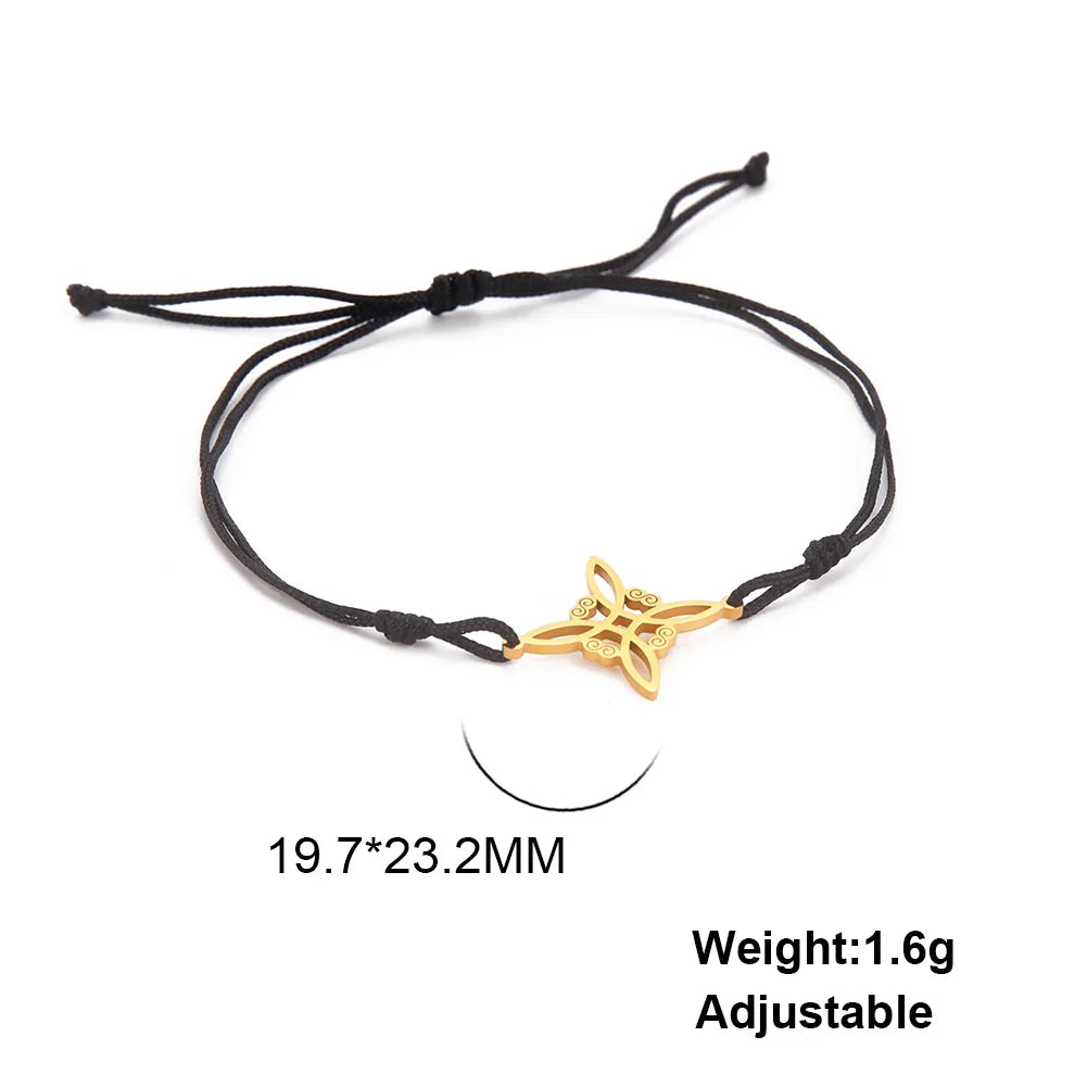 Witch Knot Pendant Stainless Steel Charm Bracelet Vintage Fashion Wax Rope Chain for Women men Good Luck Amulet Jewelry New in Viralgem Store