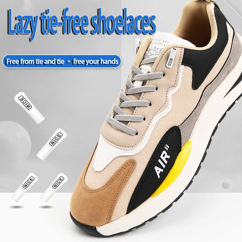 1Pair No Tie Shoelace Elastic Shoelaces Leisure Sneakers Quick Flat Shoelaces Lazy Shoe Laces Nice Buckle Kids and Adult Unisex