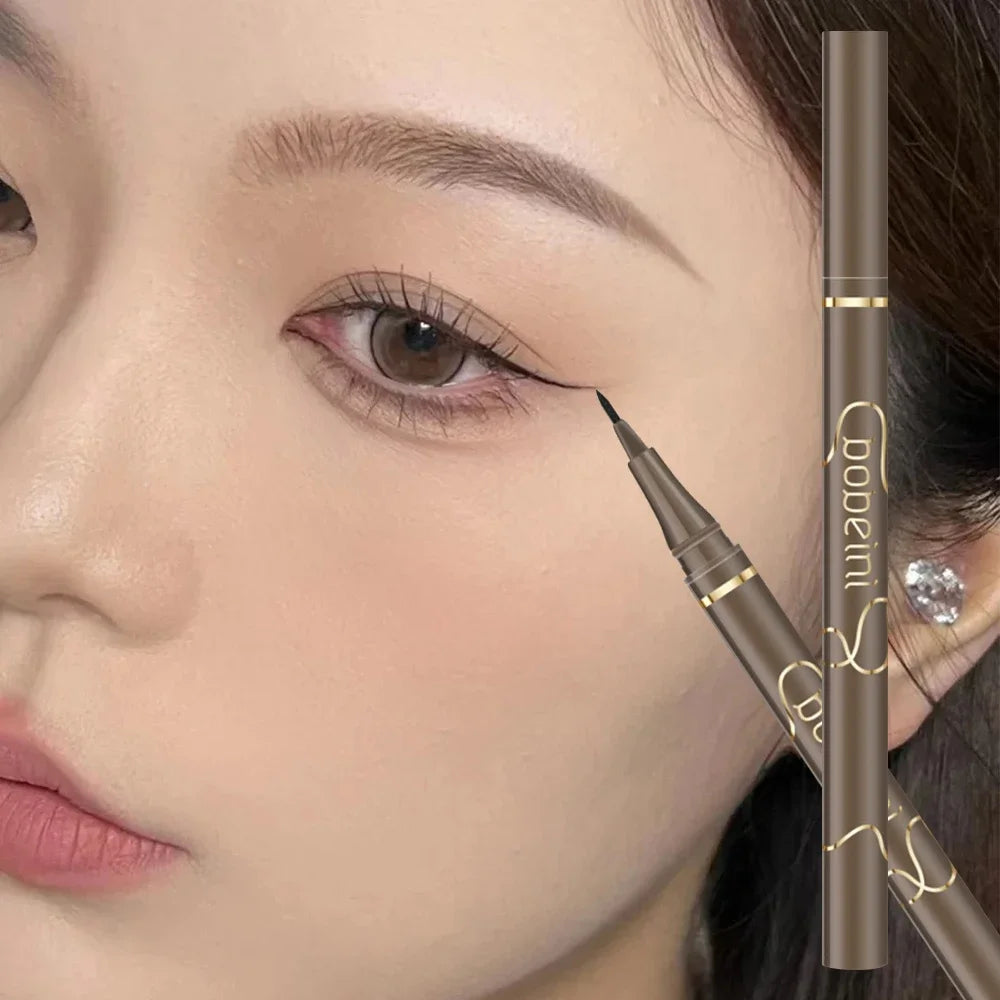 Waterproof Quick Dry Liquid Eyeliner Pen Lasting Lying Silkworm Eyeliner Pencil Ultra-fine Matte Black Brown Beauty Eyes Makeup