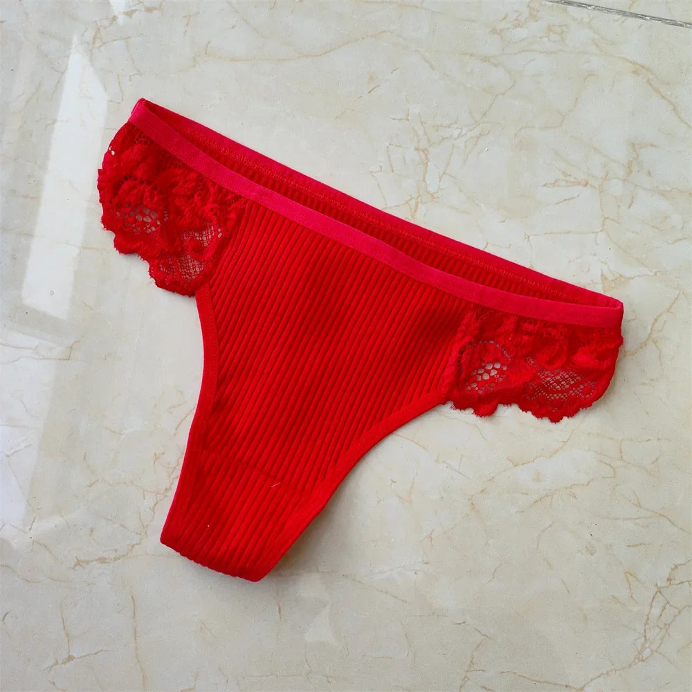 3Pcs/Set Women Thread Cotton Lace Thong Panties Pack Sports Ladies Seamless G Strings Cozy Lingerie Tanga Panty Viralgem Store