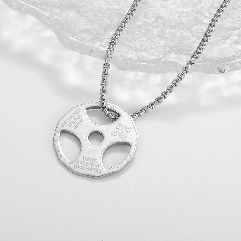 Titanium Steel Dumbbell Pendant Gym Fitness Equipment Barbell Necklace Domineering Muscular Men Fitness Leisure Sports Jewelry Viralgem Store