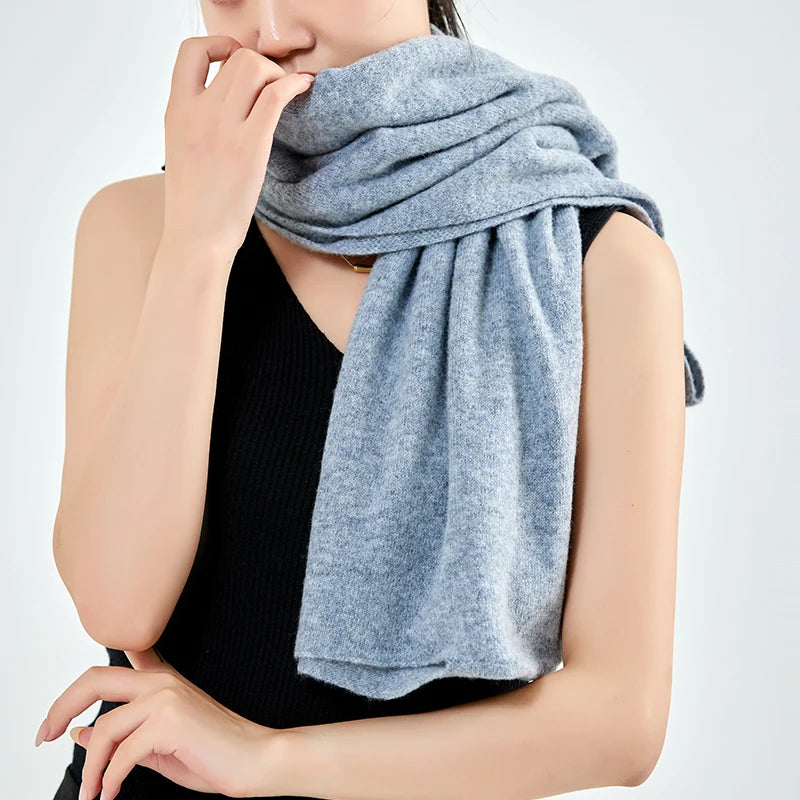 100%Pure Wool Women's Knitted Shawl Soft Warm Wollen Cardigan Cloak Wraps Shoulder Neck Protect Multifunctional Pashmina Scarves