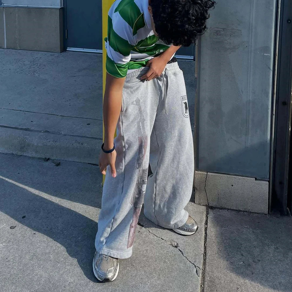 Y2K High-Waisted Printed Embroidered Street Guard Pants Spring Summer Casual Straight Leg Double Waist Design Fashionable Viralgem Store