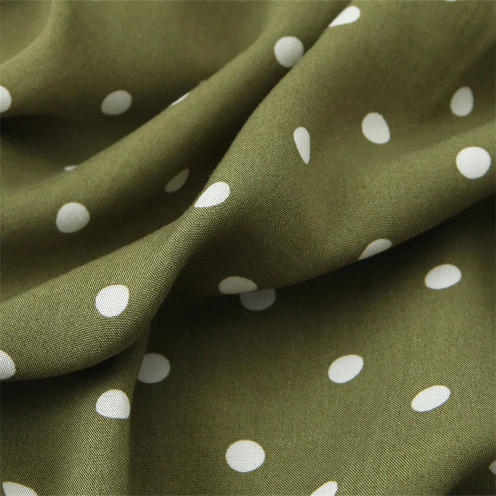 2024 Zarb Spring/Summer New Women's European and American Style Fake Wind Waist Fold Split Strap Midi Polka Dot Dress