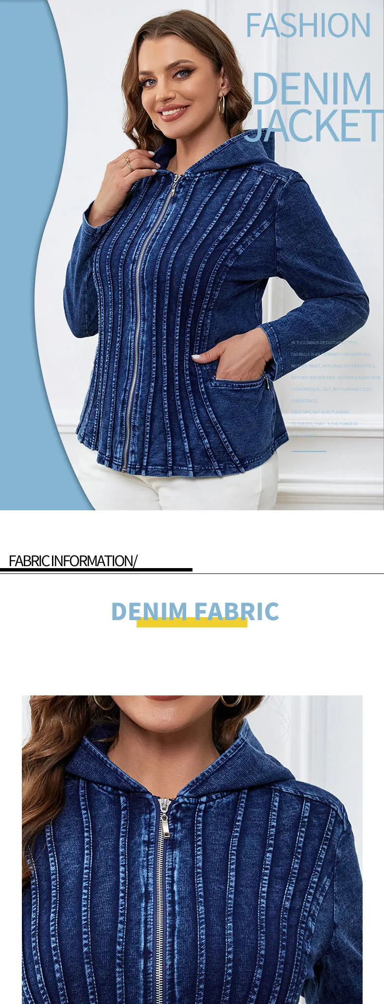 Women's plus Size Casual Denim Jacket Loose Fit Classic Style Button Detailing Long Sleeve Blue Jeans Jacket