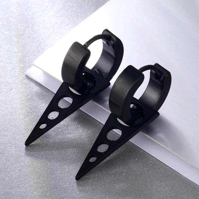 2pc Stainless Steel Cross Ear Earrings for Men and Women Punk Black Cartilage Earrings Round Street Hip Hop Rock Jewelry Gifts