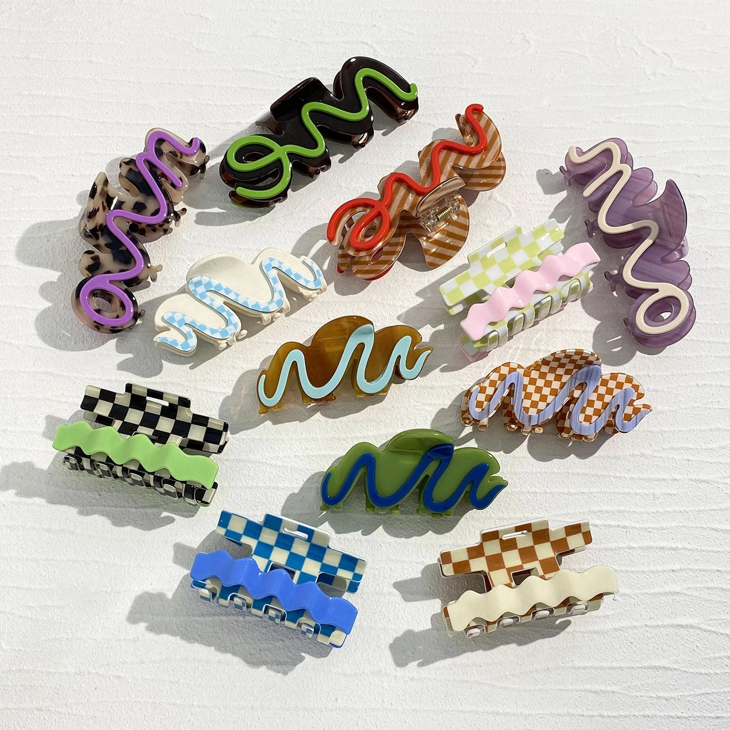 Acetate Lattice Checkerboard Irregular Geometric Big Hair Clip Claw For Women Korean Wave Barrettes Hairpin Hair Accessories Viralgem Store