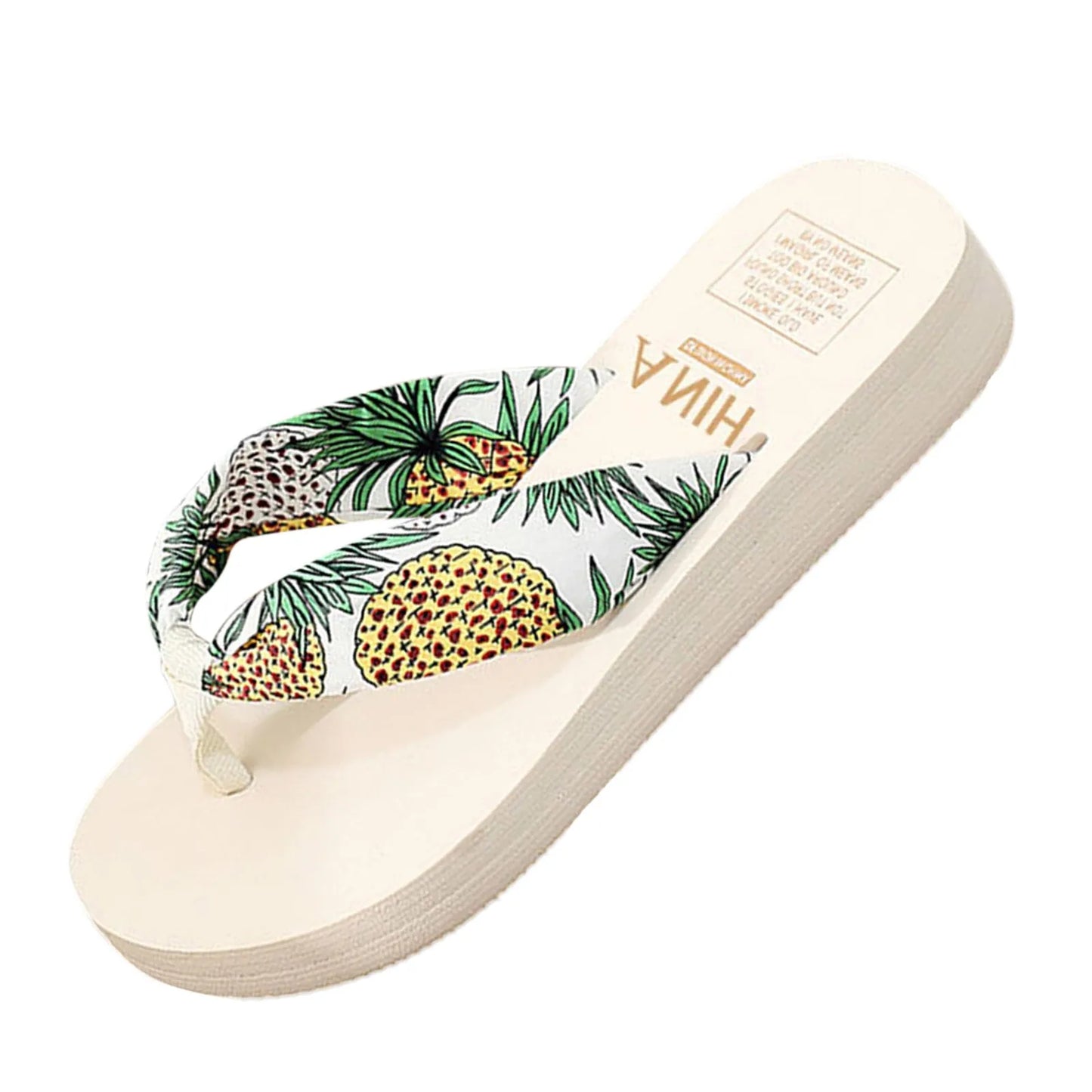 2022 Summer Floral Printing Slippers Women Bohemian Satin Strap Platform Wedge Flip Flops Outdoor Thick Bottom Beach Shoes