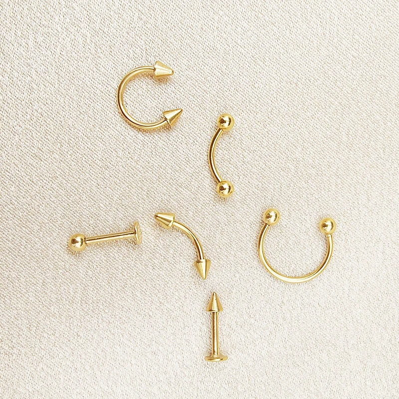 12PC Titanium Tragus Piercing Nose Earring Septum Labret Lip Ring Cartilage Industrial Tongue Barbells Eyebrow Body Jewelry