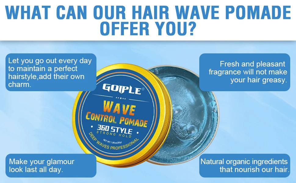 Wave shampoo Kit for Men Anti-frizz Wax Cream Layered Styling Hair Pomade Deep Clean Care Product with Hair Brush and Pirate Hat Viralgem Store