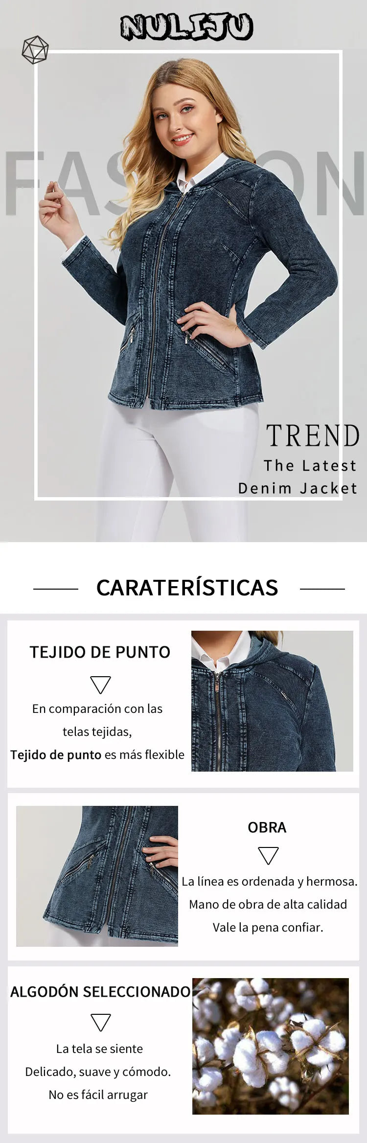 Women's plus Size Casual Denim Jacket Loose Fit Classic Style Button Detailing Long Sleeve Blue Outerwear Viralgem Store