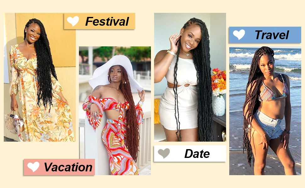 36 Inch Faux Locs Crochet Hair Extensions For Women Soft Locs Crochet Braids Faux Locs Dreadlocks Synthetic Hair Extensions