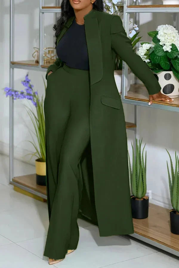 Women's Set Full Sleeve X-Long Blazer Coat+ Long Pant Suit 2025 Spring Streetwear Two 2 Piece Set Africa OL Work Outfits Viralgem Store