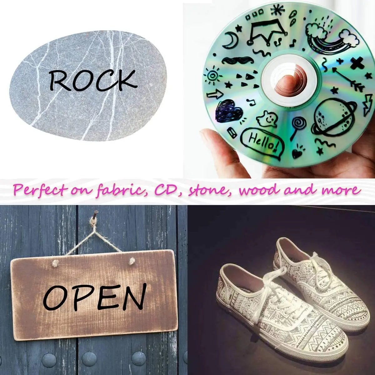 6 PCS Permanent Marker Pen Manga Drawing Markers Black Blue Red Waterproof Ink Sketch Pens Stationery Art School Supplies