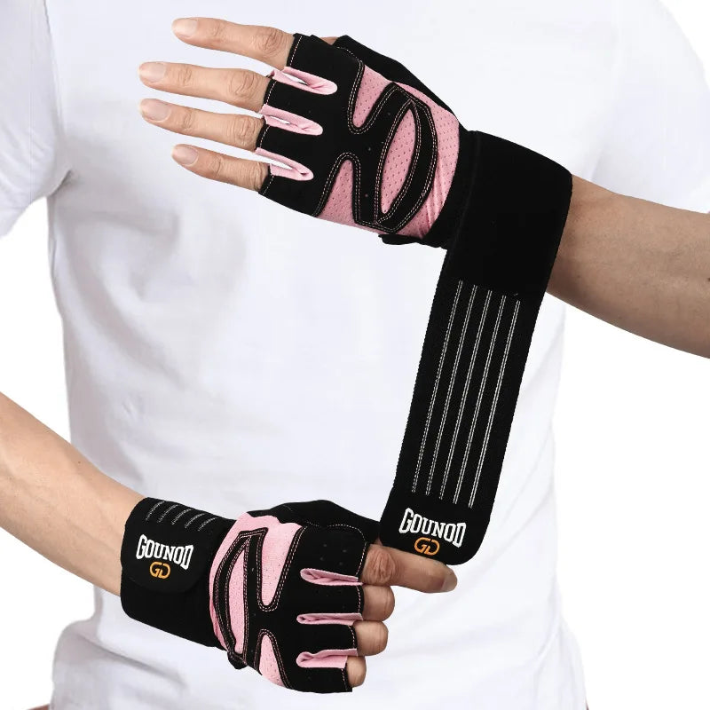 Women Men Extended Cycling Bicycle Gloves Half Finger Gym Gloves Mitten Breathable Anti-slip Glove Fitness Sport Training Gloves
