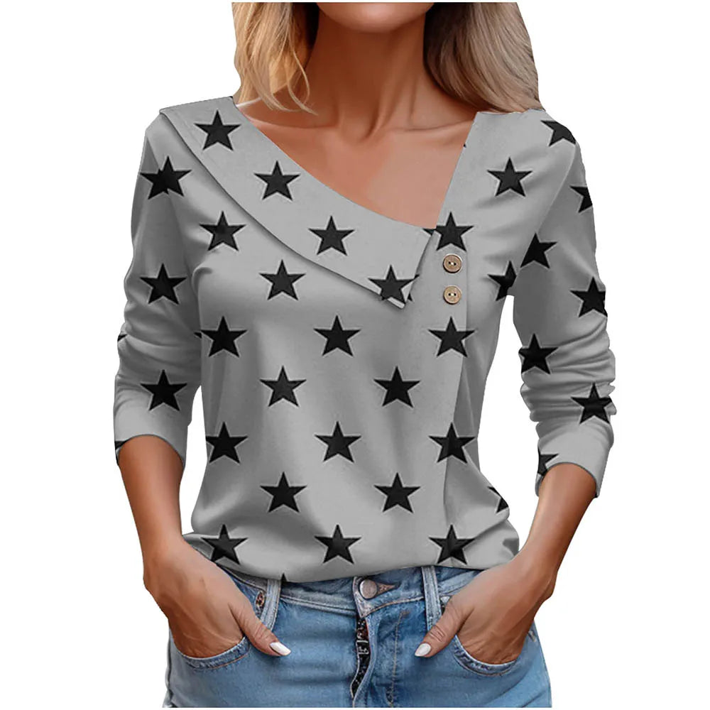T Shirt For Women Fashion Long Sleeve Top White Floral Print Shirts And Blouses Autumn Winter Clothes For Women 2024 Viralgem Store