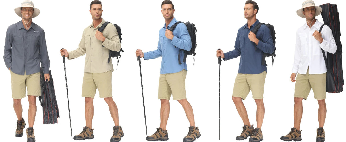 Summer Men's UPF 50+ Casual Long Sleeve Fishing Shirts, Lightweight Tactical Button Down Shirt with Breathable Back Mesh Viralgem Store