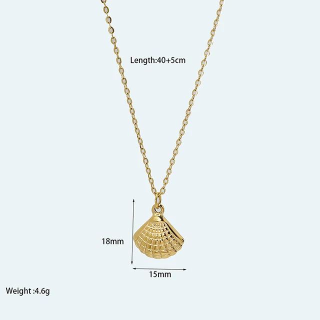 Tarnish Free Stainless Steel Waterproof Jewelry Starfish Conch Shell Coconut Palm Pendant Necklace for Women Girls Holiday Gift
