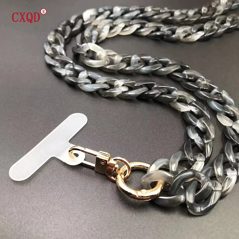 120cm Bevel Design Anti-lost Phone Lanyard Rope Neck Strap Colorful Portable Acrylic Cell Phone Chain Accessories Gifts Outdoor Viralgem Store