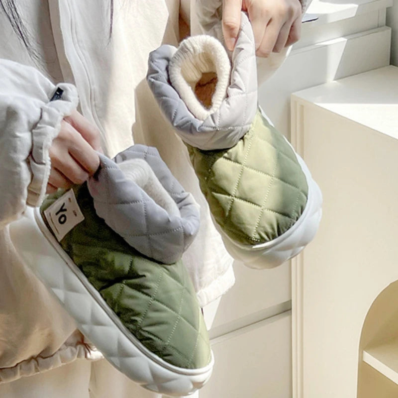 Winter Soft Women's Snow Boots Warm Snow Boots Thick Sole Bare Boots Mesh Red Couples Warm and Comfortable Winter Shoes Snow