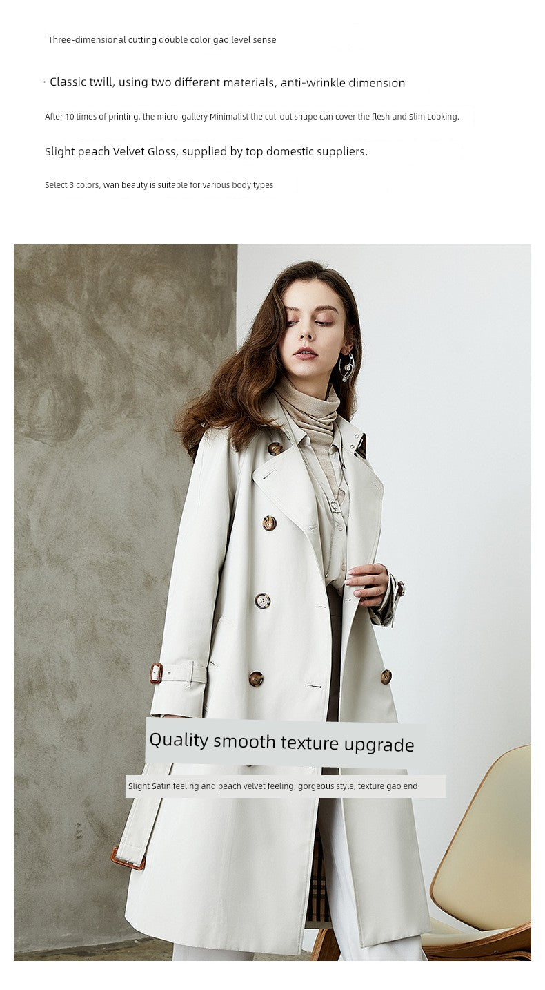2024 Yi Element Spring & Fall New Arrival Chameleon Khaki Long Trench Coat British Style Work Clothing Trench Coat for Women In Stock