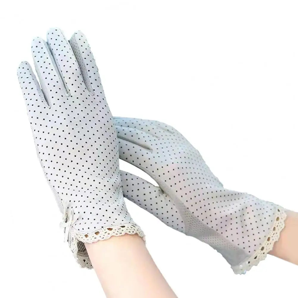 1 Pair Summer Gloves Driving Riding Mittens Dot Full Finger Gloves Non-Fading Sunscreen Gloves Viralgem Store