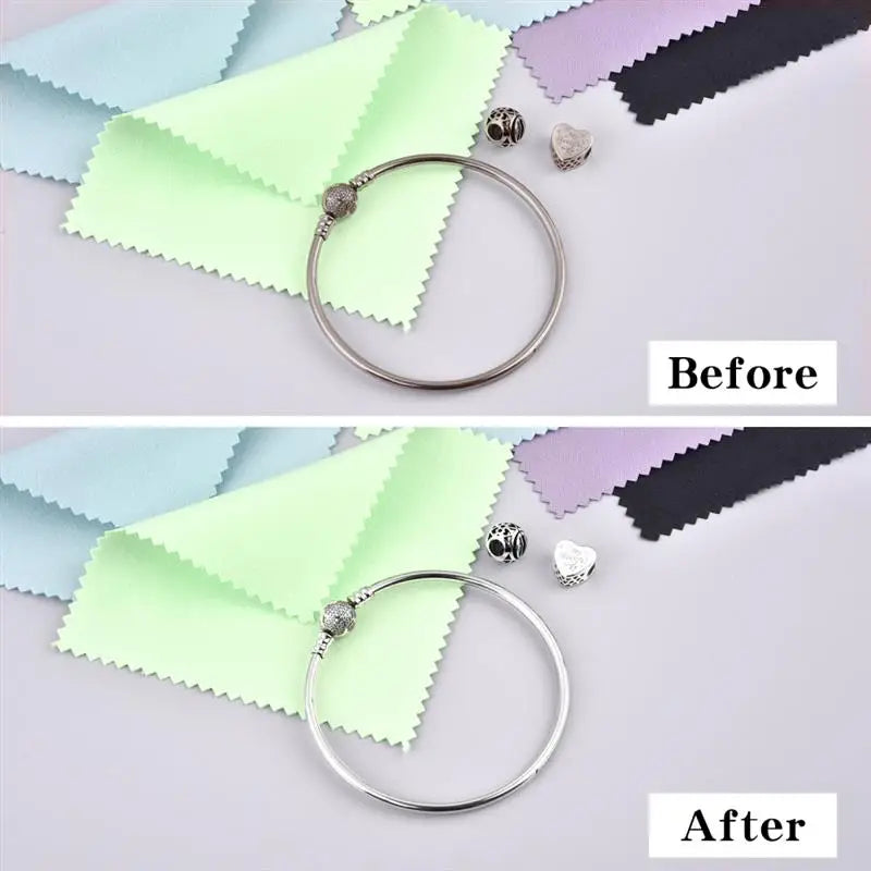 50Pcs Polish Polishing Cloth Silver Color Cleaning Polishing Cloth Soft Clean Wipe Wiping Cloth For Silver Gold Jewelry Tool