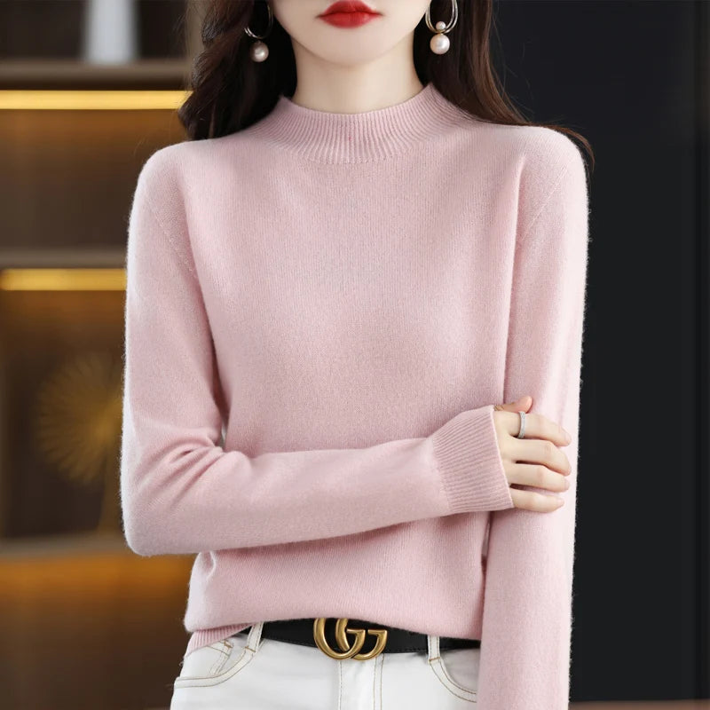 100% Pure Wool Half-neck Pullover In Autumn And Winter New Cashmere Sweater Women's Casual Knit Top Women's Coat 19 Colors Viralgem Store