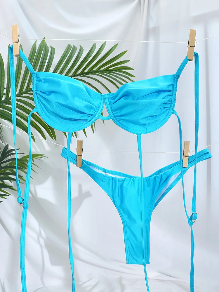 ZRTAK Sexy Cup Bikinis Swimsuit Bikini Sets Push Up Swimwear Women Bathing Suit Micro Thong Biquinis Solid Beachwear Viralgem Store