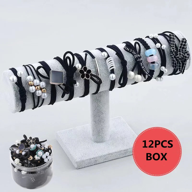 50/12PCS  Women Elastic Hair Ties Pearls Fashion Girls Scrunchies Ponytail Holder Rubber band Hair Rope Hair Accessories Viralgem Store