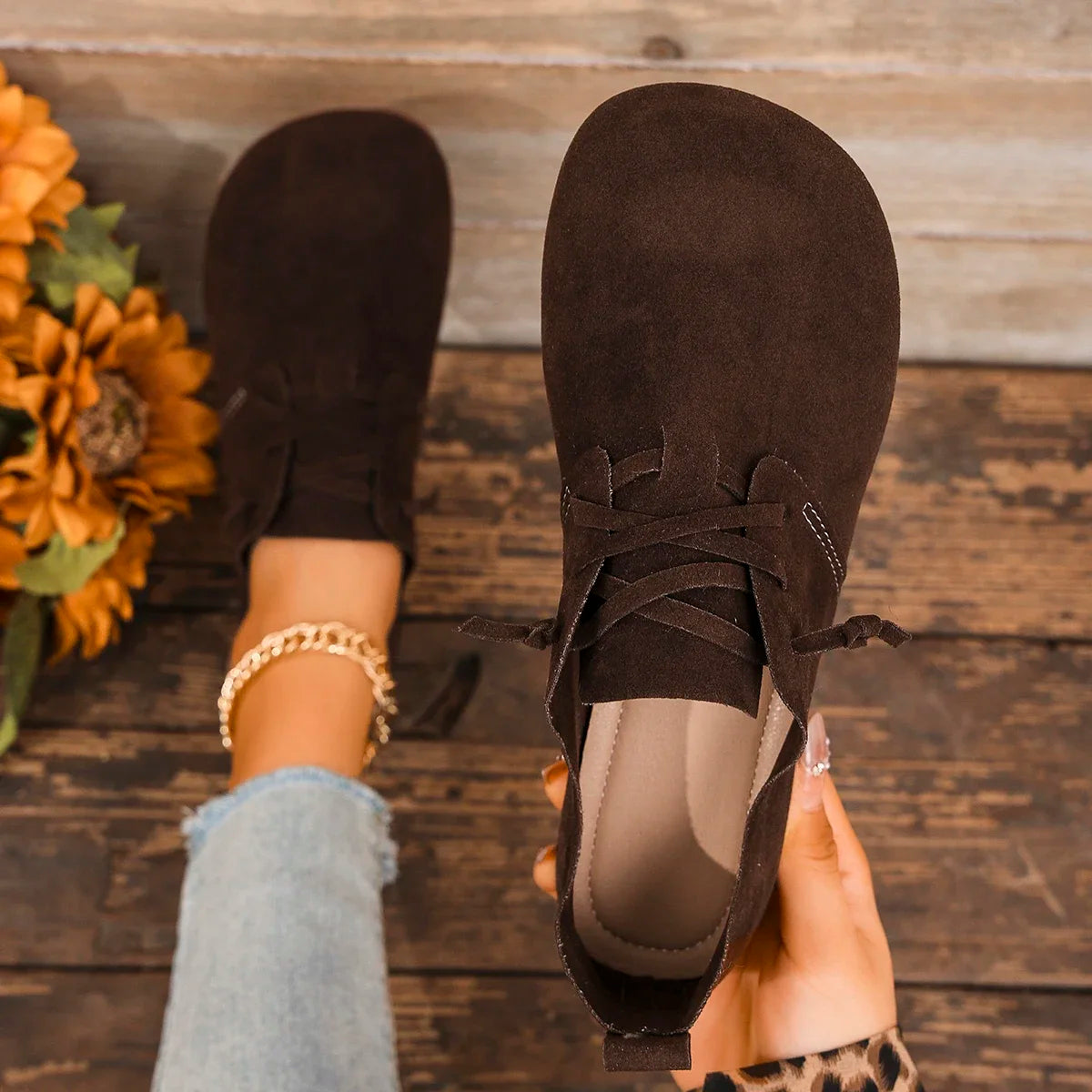 2025 Spring New Women's Flat Shoes Fashion Round Toe Flats Lightweight Lace-up Single Shoes Outdoor Casual Shoes Size 36-43 Viralgem Store