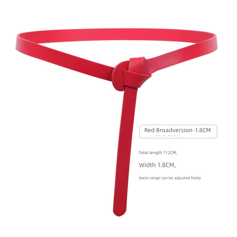 Women's Woolen Sweater Accessories Leather Coffee Color Lengthened Belt