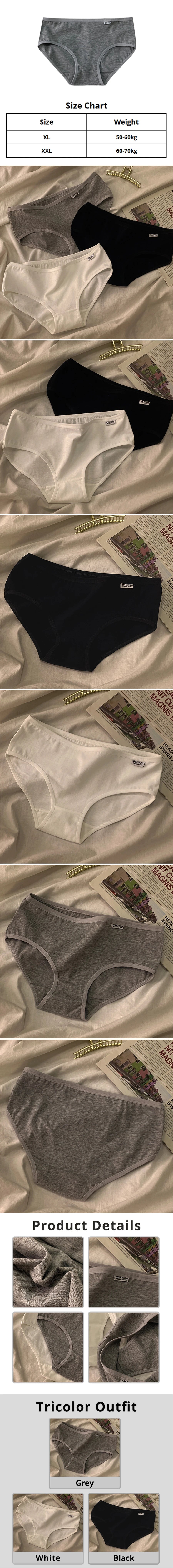 3 Pcs Women's Underwear Solid Color Minimalist Underwear Pure Cotton Skin Friendly Comfortable Breathable Triangular Underwear