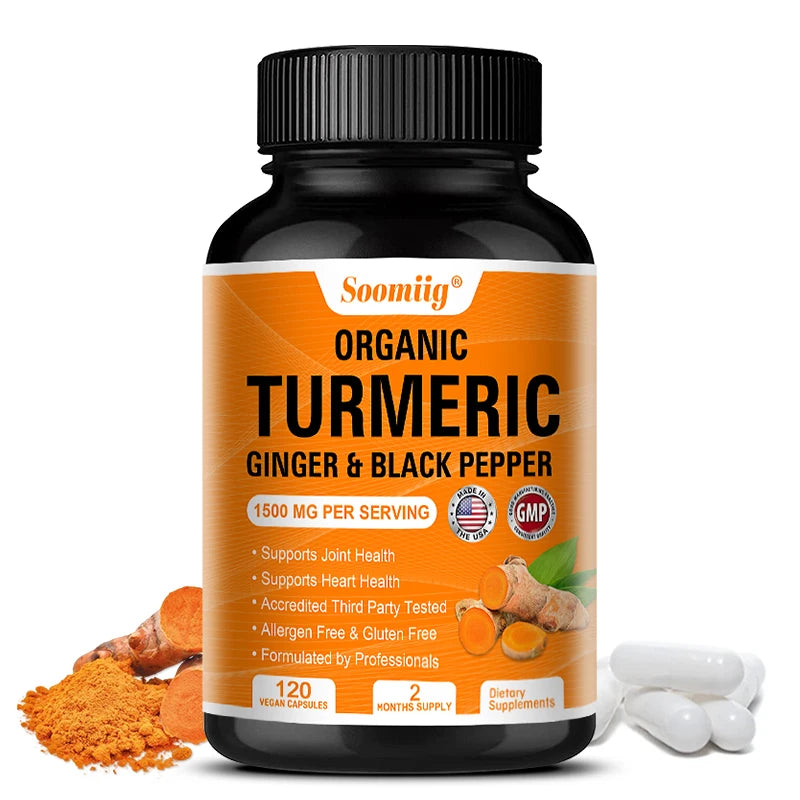 Soomiig Organic Turmeric and Black Pepper, Improves Absorption, Joint Support Supplement, Supports Heart Health and Digestion Viralgem Store
