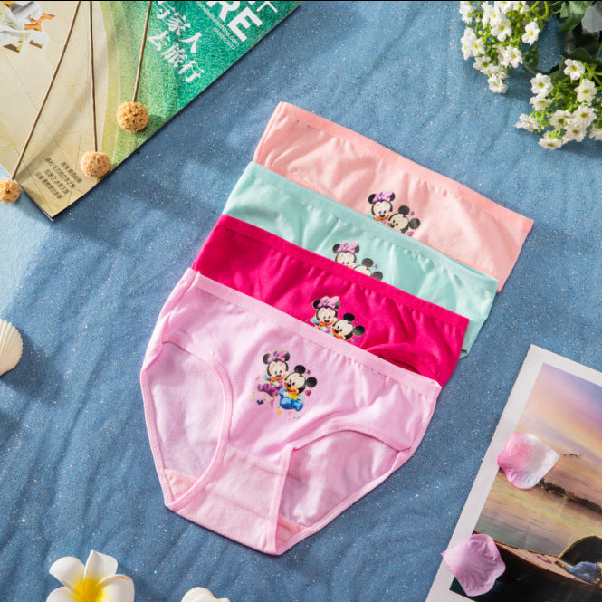 4pcs/set Disney Girls Cartoon Mickey Mouse Underpants 2-10years Old Children Classic Pop Pure Cotton Boxers Minnie Birthday Gift Viralgem Store